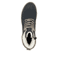
Staubgraue Rieker Damen Stiefeletten Y9071-40 mit einer Profilsohle mit Blockabsatz. Schuh seitlich schräg