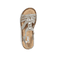 Mintgrüne Rieker Damen Riemchensandalen 60839-52 mit einem Elastikeinsatz. Schuh von oben.