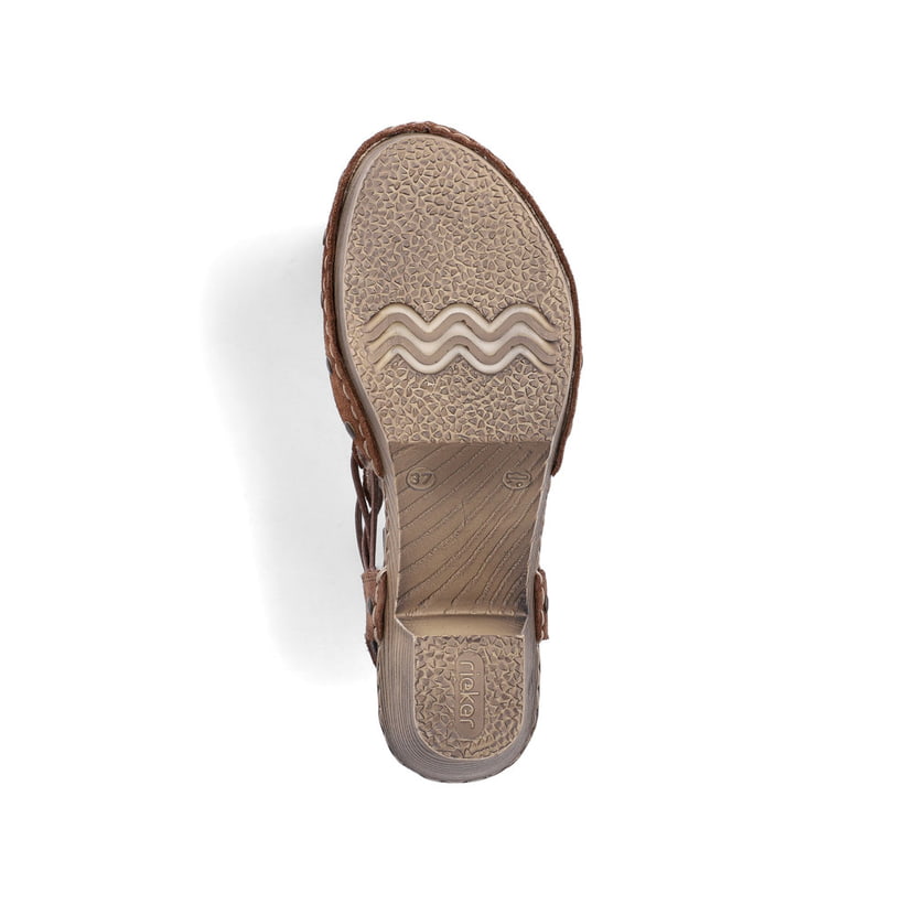 Braune Rieker Slingpumps 66775-24 aus Rauleder mit handgestickten Nähten. Schuh Laufsohle.