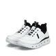 Weiße vegane Rieker Damen Sneaker Low M6062-80 mit einem Gummizug. Schuhpaar seitlich schräg.