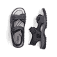Schwarze Rieker Herren Trekkingsandalen 25055-00 mit einem Klettverschluss. Schuh von oben, liegend.