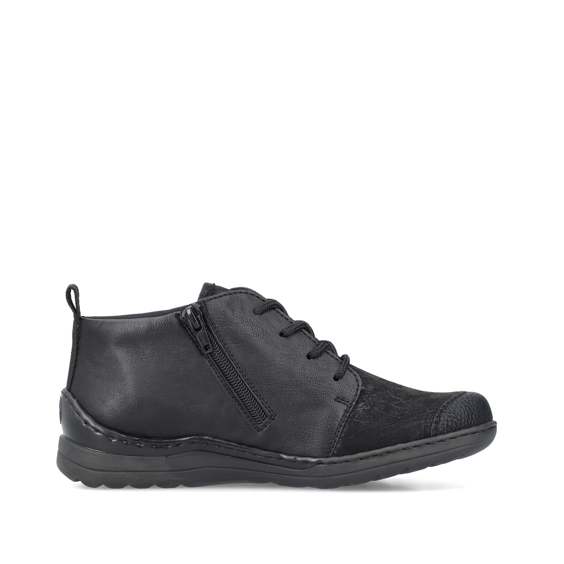 Champagnerfarbene Rieker Damen Slipper 487C0-60 mit einem Klettverschluss. Schuh Außenseite gespiegelt.