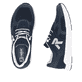 Blaue Rieker Herren Sneaker Low 09100-14 mit einer Gummischnürung. Schuh von oben, liegend.