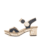 Mehrfarbige Rieker Riemchensandaletten 63876-90 mit einem Klettverschluss. Schuh Außenseite.