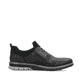 Schwarze Rieker Herren Slipper 14450-00 mit Gummizug sowie Komfortweite G 1/2. Schuh Innenseite.