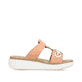 Orangene Rieker Damen Pantoletten 63294-38 mit einem Klettverschluss. Schuh Innenseite.