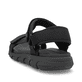 Schwarze waschbare Rieker Herren Trekkingsandalen 20850-00 mit Klettverschluss. Schuh von hinten.
