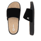 Schwarze Rieker Herren Pantoletten U3250-00 mit einer ultraleichten Sohle. Schuh von oben, liegend.