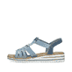 Blaue Rieker Damen Riemchensandalen V0678-12 mit einem Gummizug. Schuh Außenseite.
