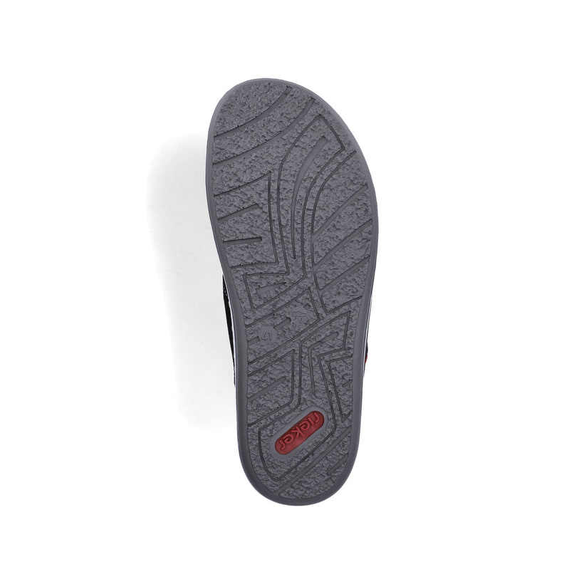 Schwarze Rieker Herren Pantoletten 21098-02 mit der Komfortweite G. Schuh Laufsohle.