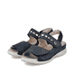 Stahlblaue Rieker Damen Riemchensandalen V7473-14 mit einem Klettverschluss. Schuh Außenseite gespiegelt.