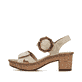 Beige Rieker Riemchensandaletten 63850-60 mit trendigen Schnalle. Schuh Außenseite.