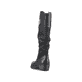 
Tiefschwarze Rieker Damen Hochschaftstiefel 93157-00 mit einer robusten Profilsohle. Schuh von hinten
