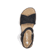 Schwarze Rieker Keilsandaletten V3691-00 mit trendigen Schnalle. Schuh von oben.