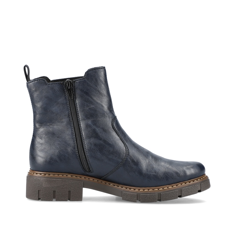 Schieferblaue Rieker Damen Chelsea Boots Z3561-14 mit einer schockabsorbierenden Sohle. Schuh Innenseite