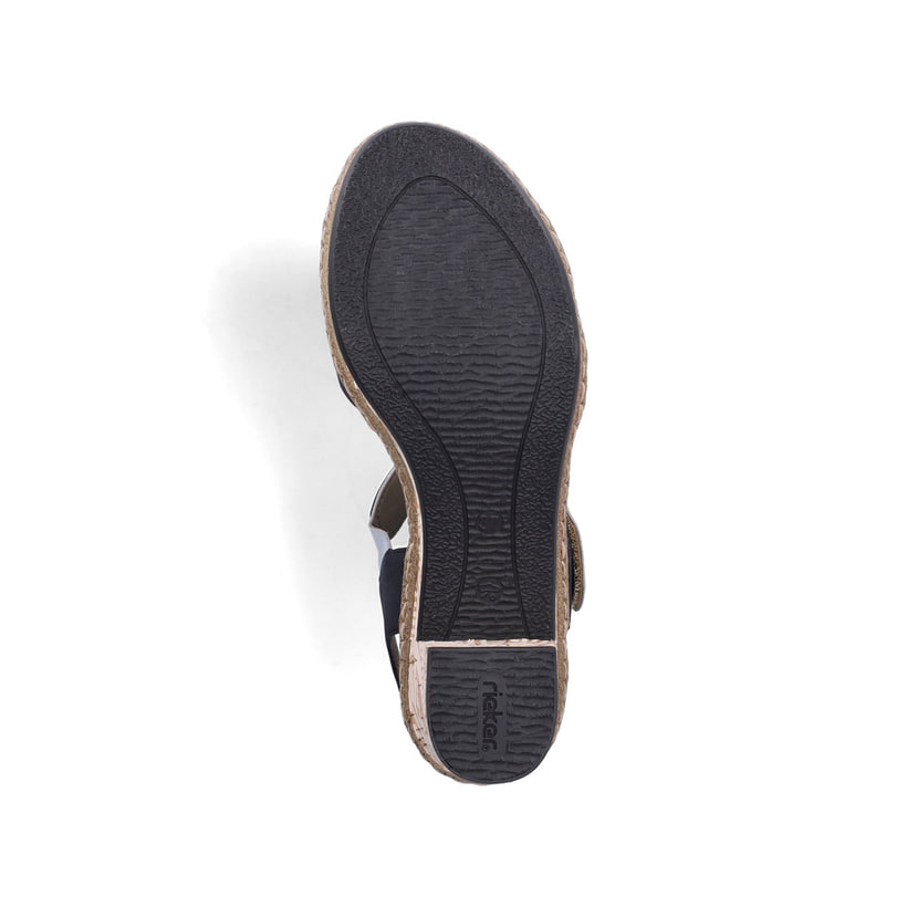 Sandalettes à lanières Rieker multicolores pour femme 63876-90. Semelle extérieure de la chaussure.