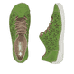 Grüne Rieker Damen Schnürschuhe 52518-52 in Löcheroptik. Schuh von oben, liegend.