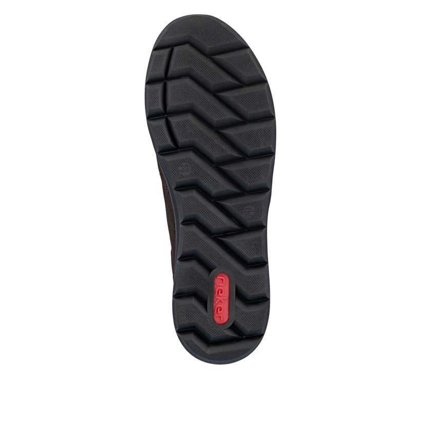 Dunkelbraune Rieker Damen Kurzstiefel Z0059-25 mit wasserabweisender TEX-Membran. Schuh Laufsohle.