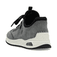 Grauschwarze Rieker Damen Slipper 44567-42 mit Rieker Air Sohlenfenster. Schuh von hinten.