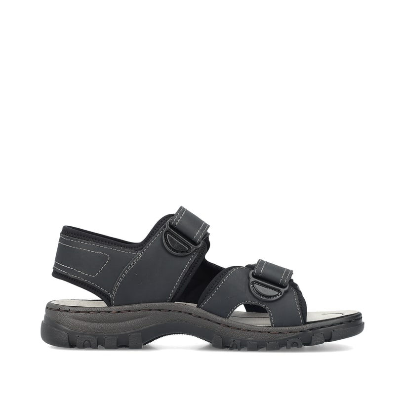 Schwarze Rieker Herren Trekkingsandalen 25053-00 mit einem Klettverschluss. Schuh Innenseite.