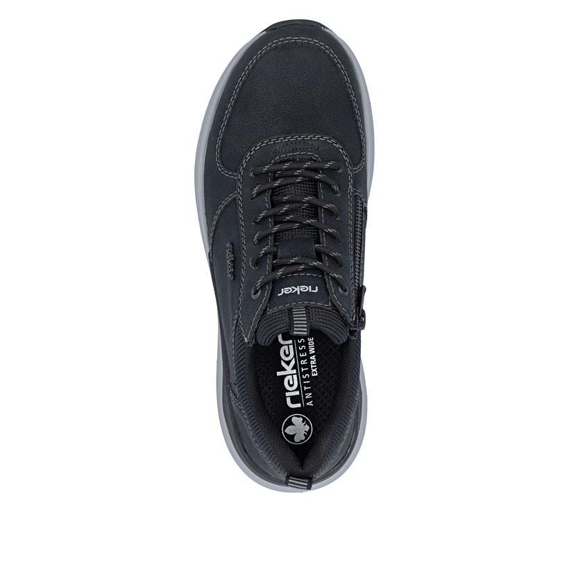 Chaussures à lacets Rieker noires hommes 06002-00 avec fermeture éclair. Chaussure vue de dessus.