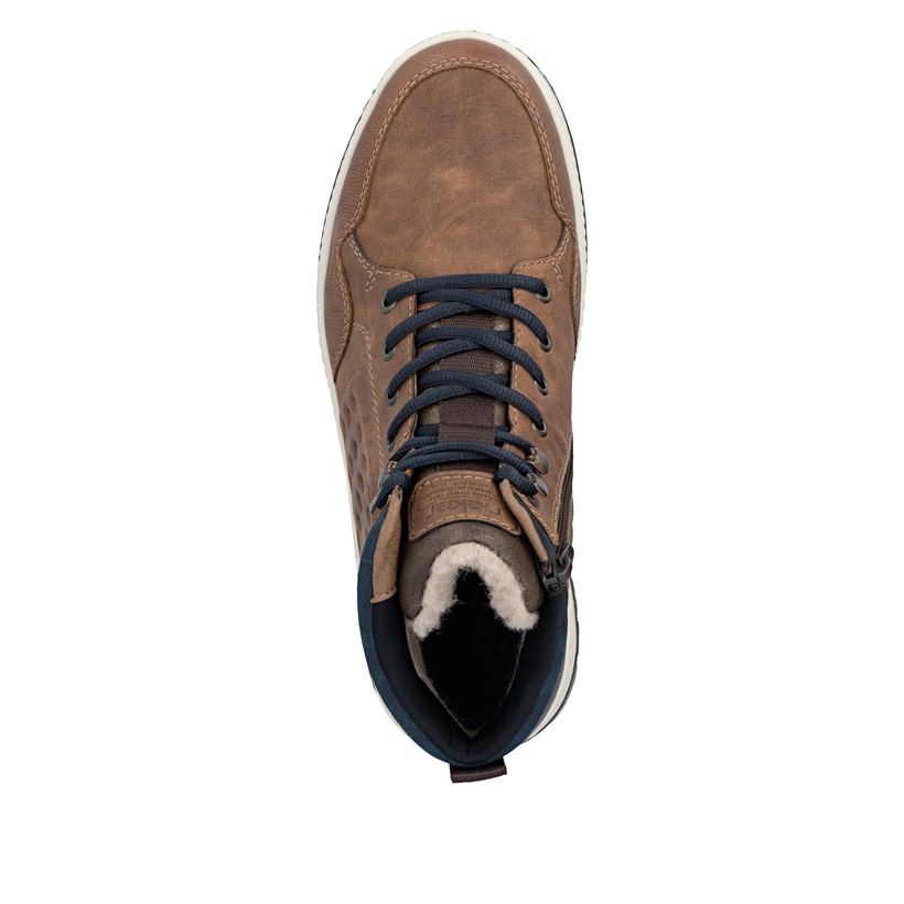 Braune Rieker Herren Schnürstiefel 38504-24 mit wasserabweisender TEX-Membran. Schuh von oben.