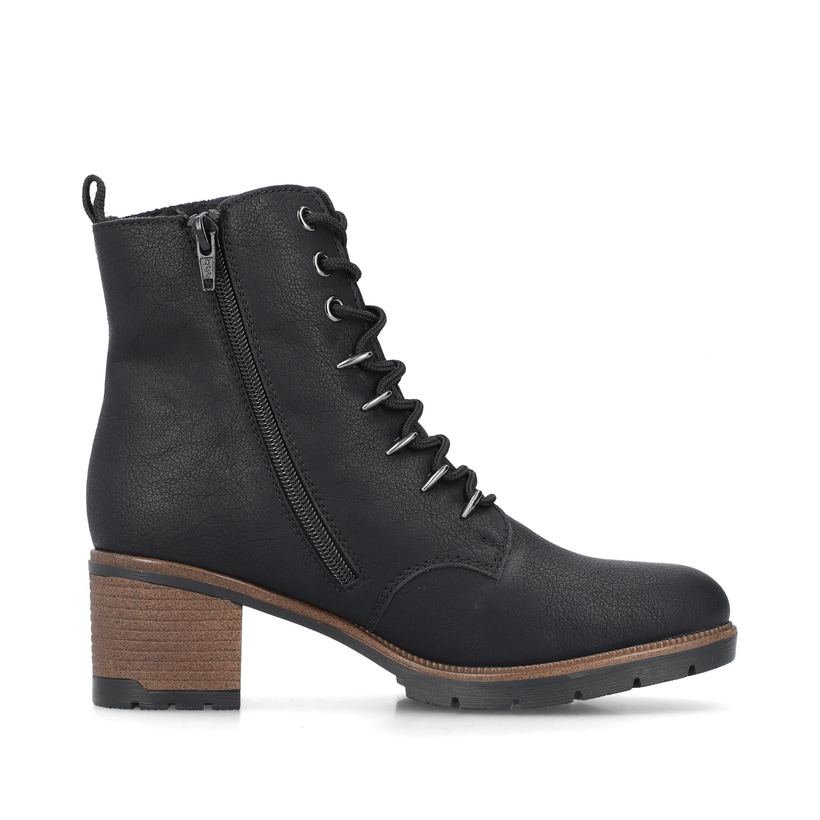 Graugrüne Rieker Damen Schnürstiefel 77431-54 mit Schnürung und Reißverschluss. Schuh Innenseite