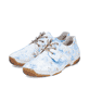 Mehrfarbige Rieker Damen Schnürschuhe 55920-90 mit modernen Ziernähten. Schuhpaar seitlich schräg.