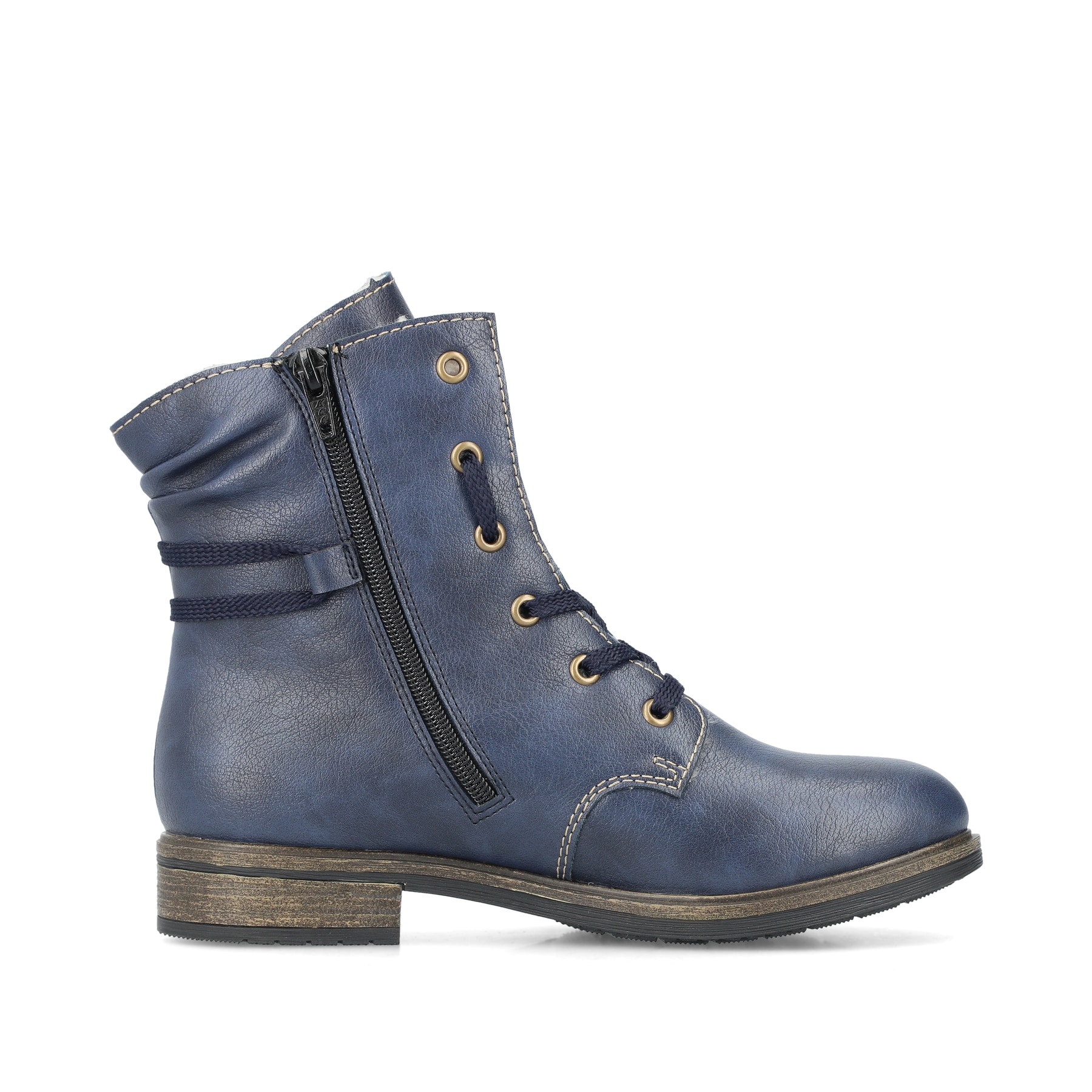 Asphaltschwarze Rieker Damen Stiefeletten 71675-01 mit Reißverschluss. Schuh Innenseite