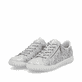 Baskets basses Rieker argent pour femme N0900-90 avec motif floral. Chaussures inclinées sur le côté.