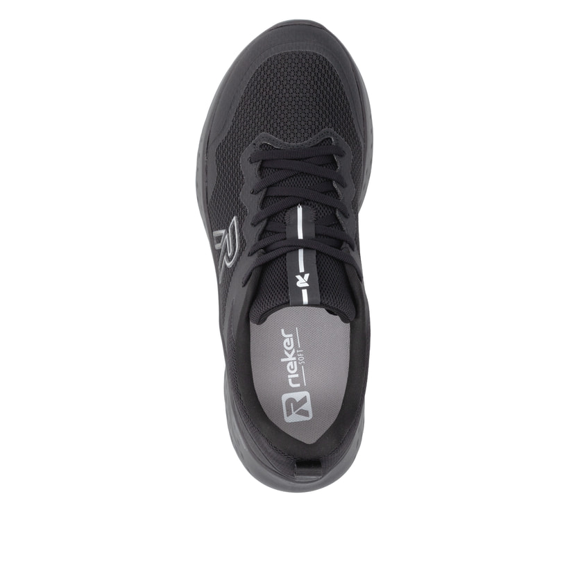 Schwarze Rieker Sport Herren Sneaker Low U4400-00. Schuh von oben.