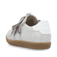 Graue Rieker Damen Slipper L9728-40 mit Gummizug sowie gepolsterter Einlegesohle. Schuh von hinten.