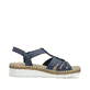 Blaue Rieker Keilsandaletten V1206-14 mit Schmuckelementen sowie einem Gummizug. Schuh Innenseite.
