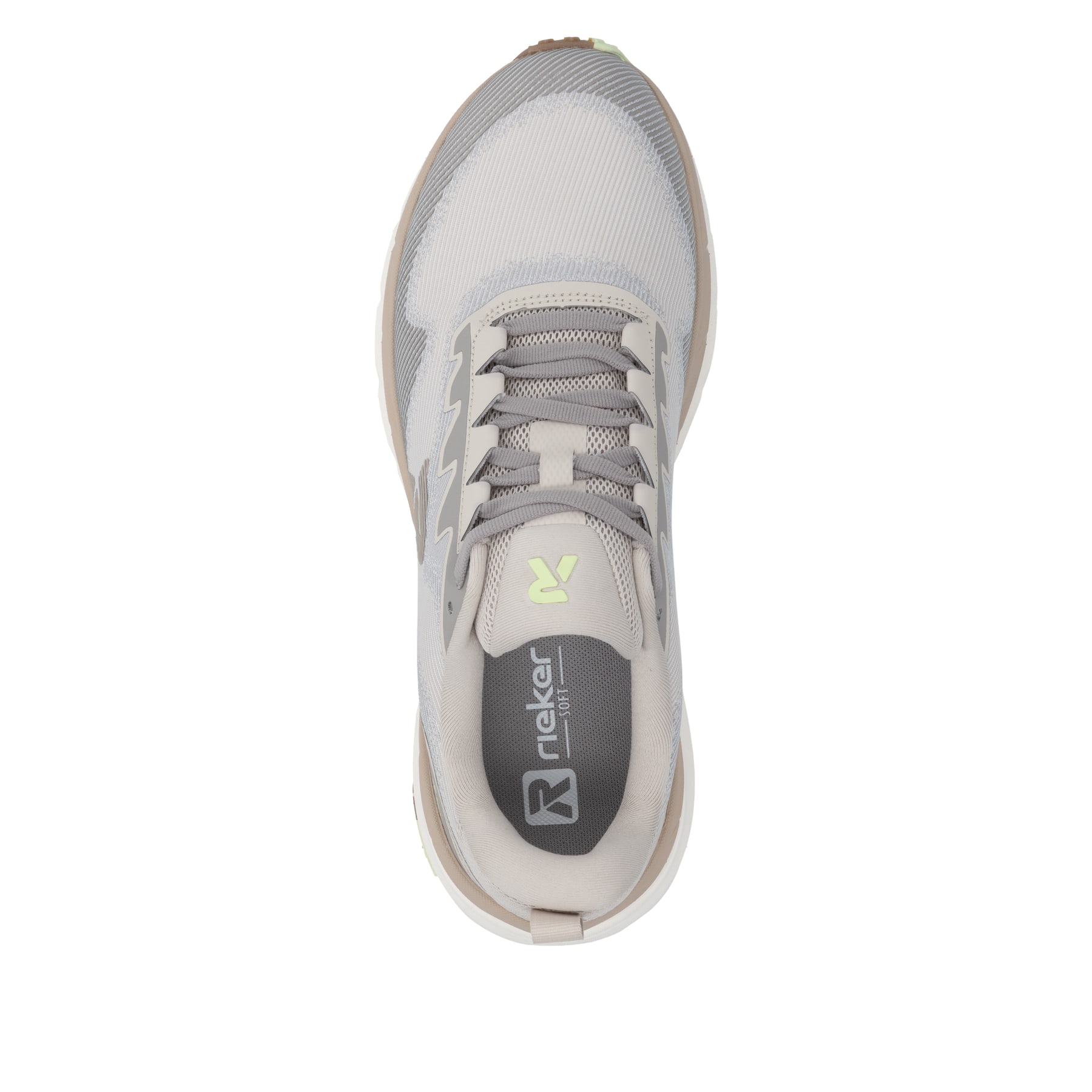 Beige Rieker Sport Herren Sneaker Low U4500-63. Schuh von oben.