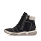Schwarzbeige Rieker Damen Schnürstiefel 45931-00 mit einem Reißverschluss. Schuh Außenseite.