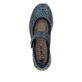 Blaue Rieker Ballerinas N4299-14 in Löcheroptik mit einem Klettverschluss. Schuh von oben.
