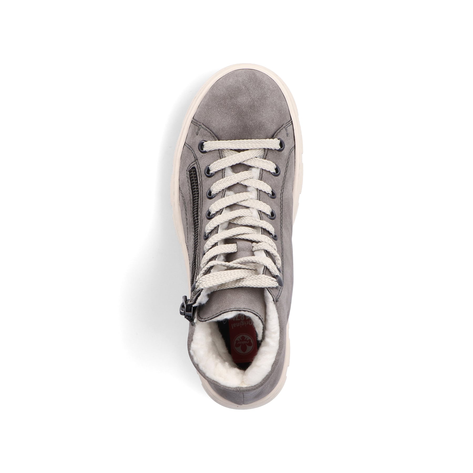 Staubgraue Rieker Damen Schnürstiefel Z7410-40 mit Schnürung und Reißverschluss. Schuh Laufsohle