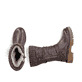 Dunkelbraune Rieker Damen Hochschaftstiefel 92984-25 mit modischer Faltenoptik. Schuh von oben, liegend.
