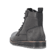 Tiefschwarze Rieker Herren Schnürstiefel F4521-46 mit einem Reißverschluss. Schuh von hinten.