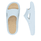 Blaue Rieker Damen Pantoletten W3350-10 mit ultraleichter und flexibler Sohle. Schuh von oben, liegend.