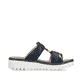 Blaue Rieker Damen Pantoletten V1396-14 mit einem Klettverschluss. Schuh Innenseite.