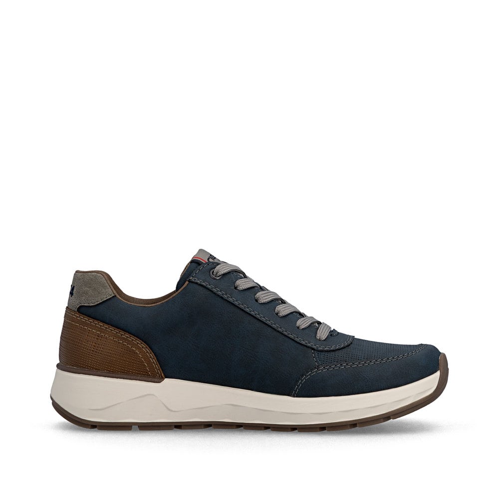 Baskets basses Rieker bleues pour homme 11504-14 avec fermeture éclair. Côté intérieur de la chaussure.