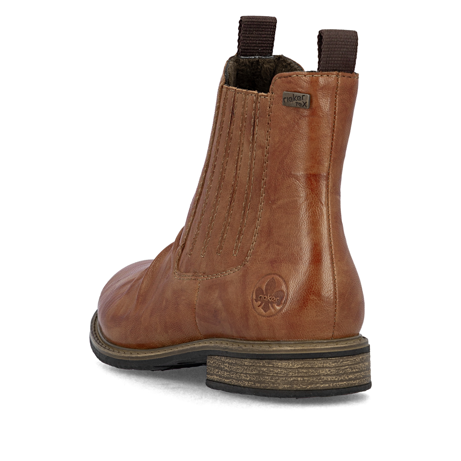 Chelsea Boots Rieker marron pour femme 74855-22 en cuir lisse. Chaussure vue de dessus.