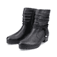 
Tiefschwarze Rieker Damen Stiefeletten Y17R2-00 mit Reißverschluss sowie Blockabsatz. Schuhpaar schräg.