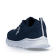Blaue Rieker Damen Sneaker Low 54000-14 mit abgesetztem Logo sowie Schnürung. Schuh von hinten.
