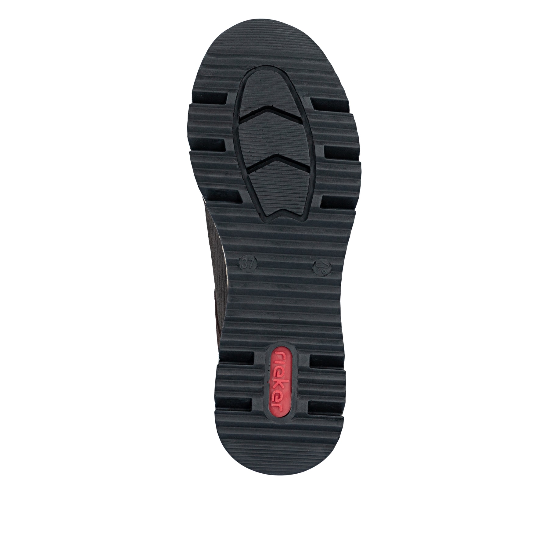 Dunkelbraune Rieker Damen Sneaker Low N6314-25 mit einem Reißverschluss. Schuh Laufsohle.