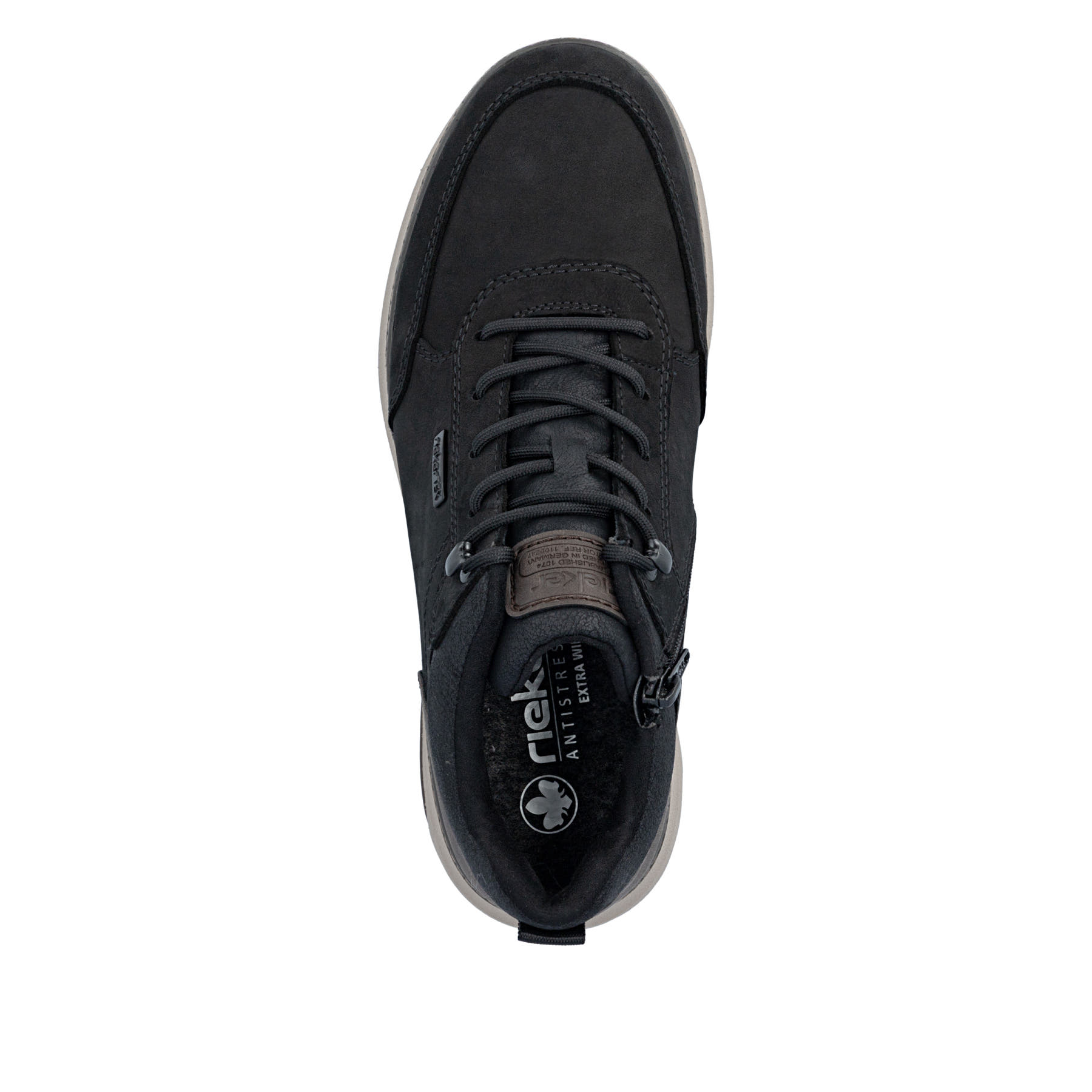 Schwarze Rieker Herren Sneaker High B5501-00 aus Rauleder. Schuh von oben.