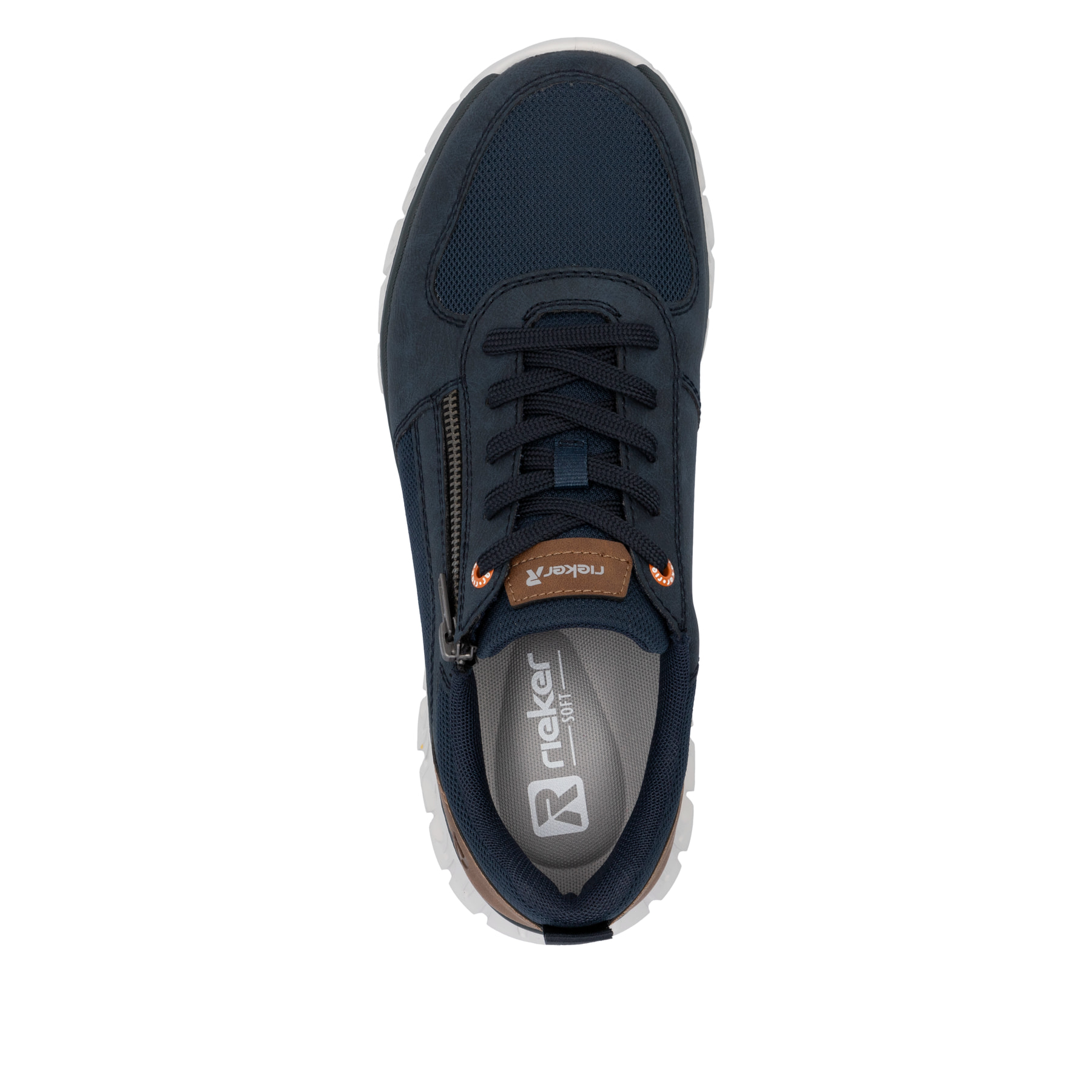 Blaue Rieker Herren Sneaker Low 04301-14 mit einem Reißverschluss. Schuh von oben.