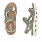 Grüne Rieker Damen Trekkingsandalen 64066-52 mit einem Klettverschluss. Schuh von oben, liegend.