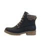 Dunkelblaue Rieker Damen Schnürstiefel Y9118-14 mit Strick-Kragen. Schuh Außenseite.